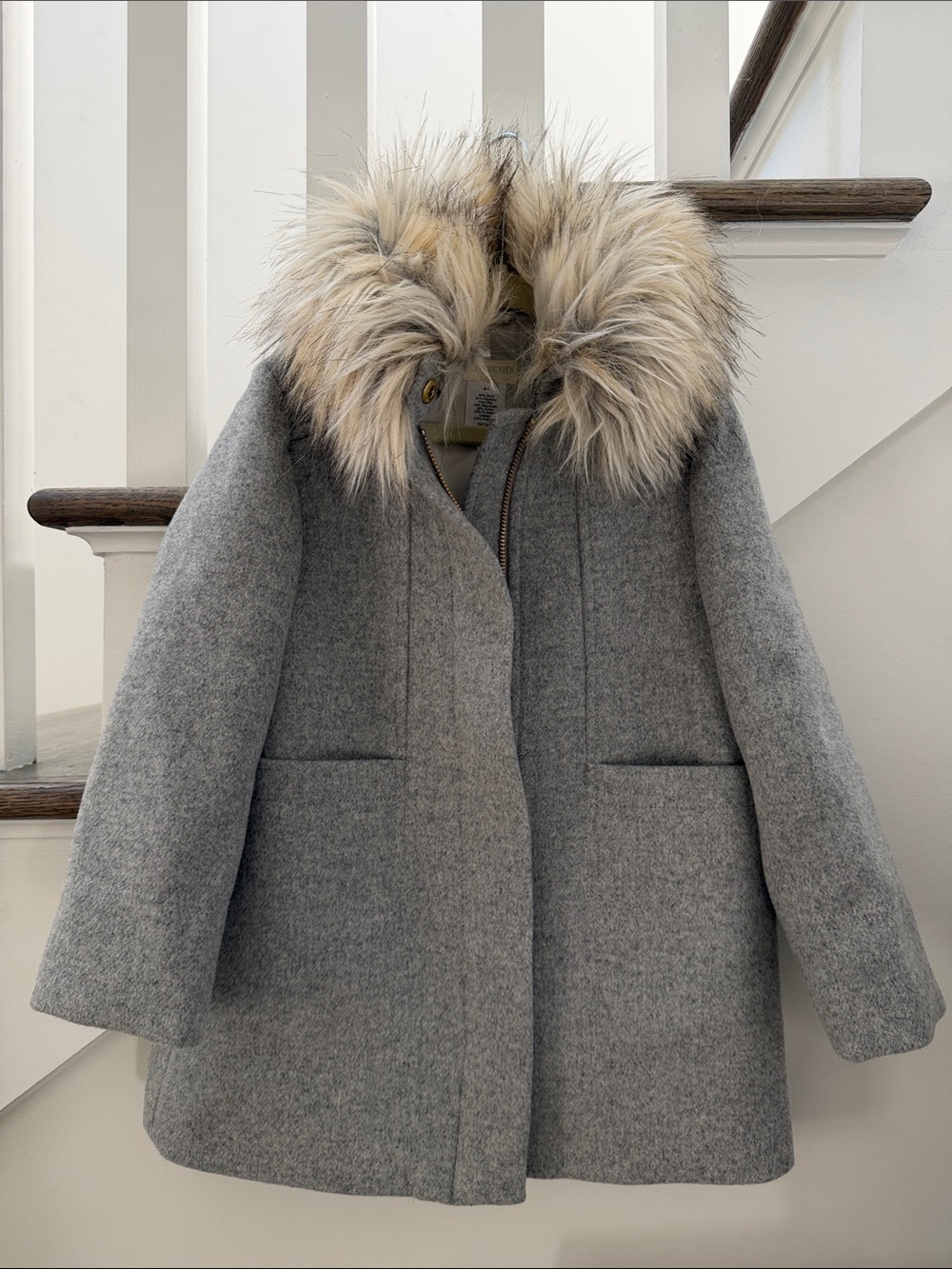Crewcuts Wool 4-5 Coat with Faux-Fur Trim - Gray